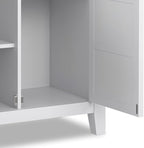 SIMPLIHOME Burlington SOLID WOOD 30 inch Wide Transitional Low Storage Cabinet in White for the Living Room, Entryway and Family Room