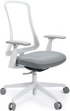 ProtoArc Ergonomic Office Chair - Flexer Desk Chair with Foam Cushion Sliding Seat, Advanced Airflow Mesh, Adjustable Armrest, Swivel Computer Chairs for Home Office - White