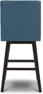 CHITA Counter Height Swivel Bar Stools Set of 3, FSC Certified Upholstered Faux Leather Barstool Chairs with Back, 26.8" H Seat Height, PU Leather in Dark Blue