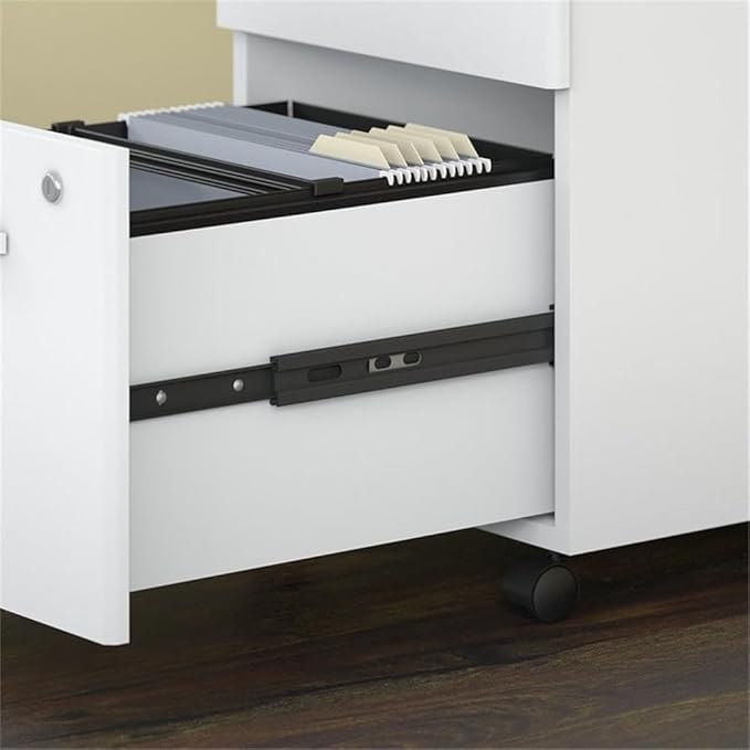 Pemberly Row 72W Office Desk with Hutch and Drawers in White - Engineered Wood