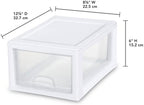 Sterilite 18-Pack Stacking Drawers, Clear Storage Closet Organizer, White Frame, 6 Quart