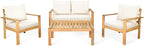 COSTWAY 4 Pieces Outdoor Acacia Wood Sofa Set, Outdoor Conversation Sofa Set with Table & Cushions Porch Chairs for Garden, Patio, Deck