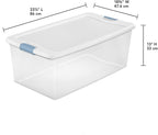 Sterilite 24-Pack Latching Box, Under Bed Storage Bins with Lids, Clear Plastic, 106 Quart - Heavy-Duty Organizing Containers for Closet, Bathroom, and Office