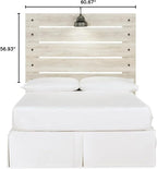 Signature Design by Ashley Cambeck Farmhouse Panel Headboard ONLY with USB Charging Stations, Full, Whitewash