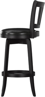 Hillsdale Presque Isle Wood Swivel Stool with Faux Leather Seat, Bar Height, Black