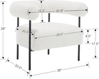 Boucle Modern Accent Chair with Curved Back, Small Living Room Vanity Chair, White Comfy Sherpa Barrel Armchair with Metal Legs & Upholstered for Bedroom, Makeup Room