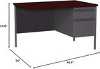 Lorell Single Right Pedestal Desk, 42 by 24 by 29-1/2-Inch, Mahogany