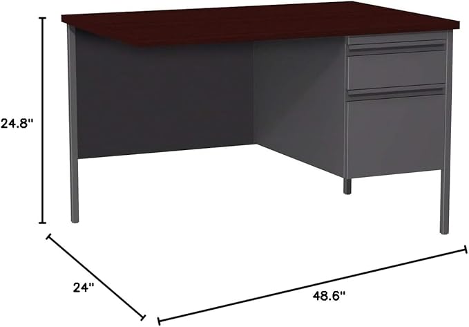 Lorell Single Right Pedestal Desk, 42 by 24 by 29-1/2-Inch, Mahogany