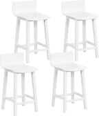 COSTWAY Solid Wood Bar Stools Set of 4, 24.5-inch Counter Height Chairs with Low Back and Footrest, Farmhouse Wooden Armless barstools for Kitchen Island, Dining Room, Cafe, Breakfast, White
