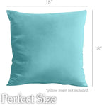 lalaLOOM Velvet Throw Pillow Covers, Set of 2, 18x18 Decorative Square Pillows Home Decor, Soft Accent Cases, Silky Machine Washable Pillowcases for Sofa, Couch, Bedroom, Living Room, Turquoise