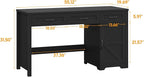 Vabches Farmhouse 59" Executive Desk,Computer Desk with 3 Drawers and Storage Cabinet,Home Office Desk for Work and Study. Pure Black