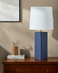 Livabliss Table Lamps, 27" Ocana Modern Bedside Nightstand Table Lamp for Bedroom Living Room Office, Blue Body with White Shade (27" H x 13" W x 13" D)