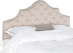 Safavieh Arebelle Taupe Linen Upholstered Tufted Headboard - Silver Nailhead (Queen)