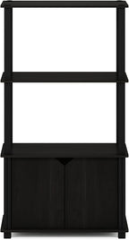 Furinno Brahms 4-Tier Multipurpose Bookcase/Bookshelf/Display Shelf/Display Rack with Door, Espresso/Black