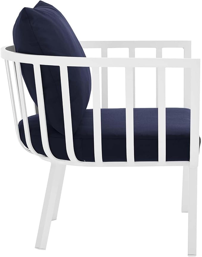 Modway Riverside Outdoor Furniture, Two Armchairs, White Navy
