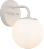 JONATHAN Y JYL3534C Louis Parisian Globe 5.75" 1-Light Metal/Frosted Glass Modern Contemporary LED Vanity Light Midcentury, Glam, Transitional, Bathroom, Powder Room, Dressing Room, Bedroom, Almond