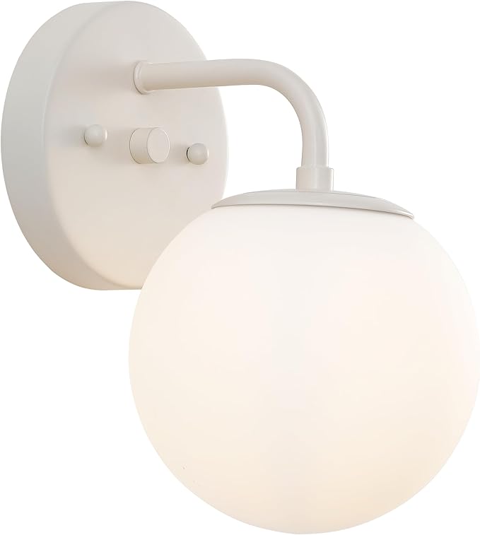 JONATHAN Y JYL3534C Louis Parisian Globe 5.75" 1-Light Metal/Frosted Glass Modern Contemporary LED Vanity Light Midcentury, Glam, Transitional, Bathroom, Powder Room, Dressing Room, Bedroom, Almond