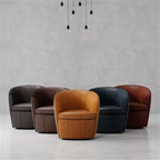 Pemberly Row Vintage Slate All Italian Leather Swivel Club Chair