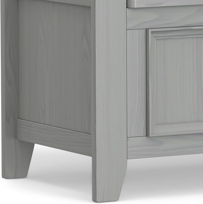 SIMPLIHOME Amherst Entryway Storage Bench - 48 inch Wide Solid Wood Hallway Seat in Fog Grey, Transitional Bench for Entryway or Living Room with Lift-Up Lid and Spacious Storage