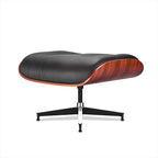 Top Black Grain Leather, Mid Century Chaise Lounge Chair and Ottoman, Modern Chair Classic Design, Heavy Duty Base Support for Living Room Study Lounge Office, Darkrosewood, Heightening