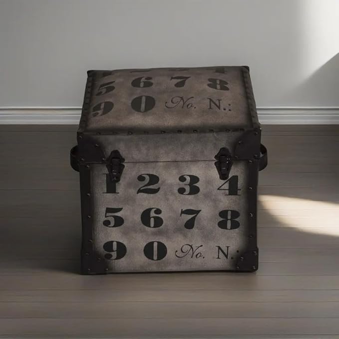 Square Shaped Wood & Leather Handmade Eco-Friendly Black Seating Box Pouf - Square Shape Box Pouf, 20"x20"x21", Plain Solid Box Pouf, Wood & Leather Box Pouf, Leather Seating Box AH02