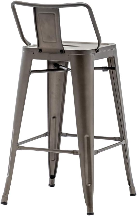 HAOBO Home 30" Low Back Metal Counter Stool Height Bar Stools [Set of 4], Bronze