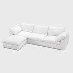 Modular Cloud Sofa, 110.2" Cloud Sectional Couches with Deep Seat, L-Shape 3-Seat Couch with Ottoman for Living Room, Modern Comfy Couch with Washable Cover, Wide Armrest (White,1 Ottoman)