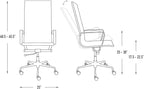 Laura Davidson Furniture SOHO II Ribbed Office Chair - Tall Back Desk Chair with Arm Rest, Swivel & Cushion Availability, Made of Faux Leather, Black, Computer Chair