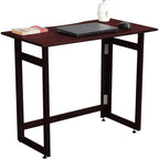 Dawn Riser Solid Wood Folding Table Desk, Writing, Laptop, PC, Space Saving, Easy Storage, Sleek Design, DIY Home Office Desk, Small Spaces Mahogany Color