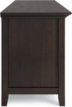 SIMPLIHOME Amherst 72-inch Wide Solid Wood TV Stand in Brunette Brown, Transitional-Style Media Console for Living Room with Cable Management and Adjustable Shelves, Fits 80" TVs