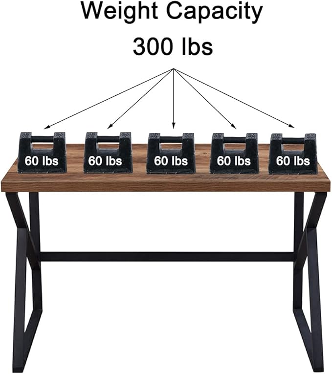 HSH Minimalist PC Desk, Industrial Home Office Desk, Sturdy Wood and Metal Desk, Rustic Vintage Oak 55 Inch Work Study Writing Desks Computer Table for Living Room Bedroom