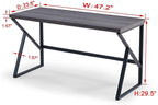 HSH Home Office Desk, Industrial Metal Wood Computer Desk for PC Laptop Work Writing Study Gaming in Bedroom Living Room, Dark Gray Oak, 47 Inch