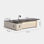 78IN L-Shaped Executive Desk with Drawer Cabinet, Executive Office Desk with LED Strip & Exquisite Handle & Fashionable Pattern Design