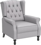 Artechworks Winged Fabric Modern Accent Chair Tufted Arm Club Chair Linen Single Sofa with Wooden Legs Comfy Upholstered for Reading Living Room Bedroom Office,Grey