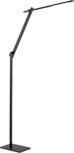 Possini Euro Design Barrett Modern Minimalist Task Floor Lamp LED Standing Base Adjustable 53" Tall Anodized Black Metal Touch On Off Decor for Living Room Reading House Bedroom Home