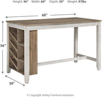 Signature Design by Ashley Skempton Farmhouse 36" Counter Height Dining Table with Storage & Wine Rack, Whitewash