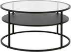 Ada 32" Wide Round Coffee Table in Blackened Bronze