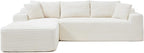 108 Inch Cloud Sectional Couch,Modern Modular Sectional Sofa with Deep Seat,Corduroy Boneless Couches with L-Shape Chaise for Living Room,No Assembly Required (Beige, Left Facing Chaise)