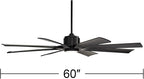 Possini Euro Design 60" Defender Modern Large Indoor Outdoor Ceiling Fan with LED Light Remote Control Matte Black Damp Rated for Patio Exterior House Home Porch Gazebo Garage Barn