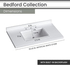 Hanover 36 Set Includes w, Brown Bedford 36'' Vanity Sink Combo for Bathroom, Powder Room | Pre-Assembled 1 Door, 3 Drawers | Accent Mirror | Artificial Stone Countertop, Cabinet, 36 inches
