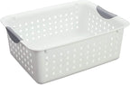 Sterilite Ultra Storage Basket with Handles for At Home or Organization, in Size Deep (6 Pack) and Medium (12 Pack), White