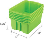 Really Good Stuff-160074GRN Stackable Plastic Book and Organizer Bins for Classroom or Home Use – Sturdy, Colored Plastic Baskets (Set of 12)