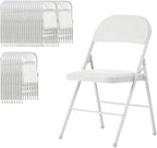 Folding Chairs 50 Pack with Padded Cushion and Back, White Portable Heavy Duty Metal Frame Commercial Seat with 330-LBS Capacity for Indoor Outdoor Office Party Events Kitchen Wedding