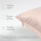 lalaLOOM Velvet Throw Pillow Covers, Set of 2, 18x18 Decorative Square Pillows Home Decor, Soft Accent Cases, Silky Machine Washable Pillowcases for Sofa, Couch, Bedroom, Living Room, Petal Pink