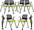 10 Pack Foldable Office Chairs with Wheels, Mesh Back, Arms and Portable - Folding Office Chairs for Conference Room Chair, Office Guest & Reception & Meeting Chair - (Green) 300 lbs.