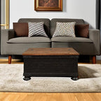 Signature Design by Ashley Valebeck Lift Top Coffee Table, Storage, Split-top Design, Wood, 36" W x 36" D x 18" H, 2-tone Distressed Brown & Black Finish