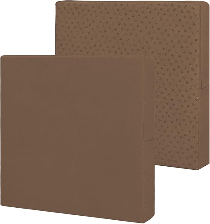 Easy-Going Waterproof Patio Cushion Covers ONLY Cover 22x22x4 inch 2 Pack Replacement Non-Slip Outdoor Seat Cushion Slipcover with Zipper. Brown