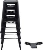 HAOBO Home 24" Low Back Metal Counter Stool Height Bar Stools [Set of 4] for Indoor/Outdoor Barstools, Matte Black