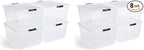Rubbermaid Cleverstore 74 Quart Latching Plastic Storage Tote Container Box Bin with Lid for Home or Office Organization, Clear (8 Pack)