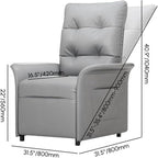 Power Recliner Accent Chair with Side Pocket High-Back 180° Recline Faux Leather Living Room Chairs, Comfy Chair for Bedroom Reading (Gray)